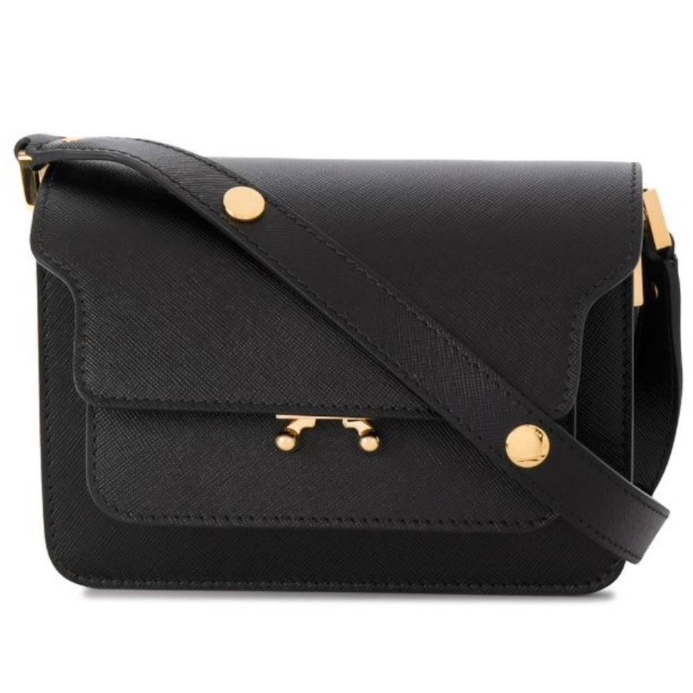 Marni Black Leather Crossbody Bag with Gold Hardware